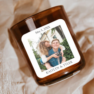 Personalised Candle Wedding Favour Thank Custom Square Sticker