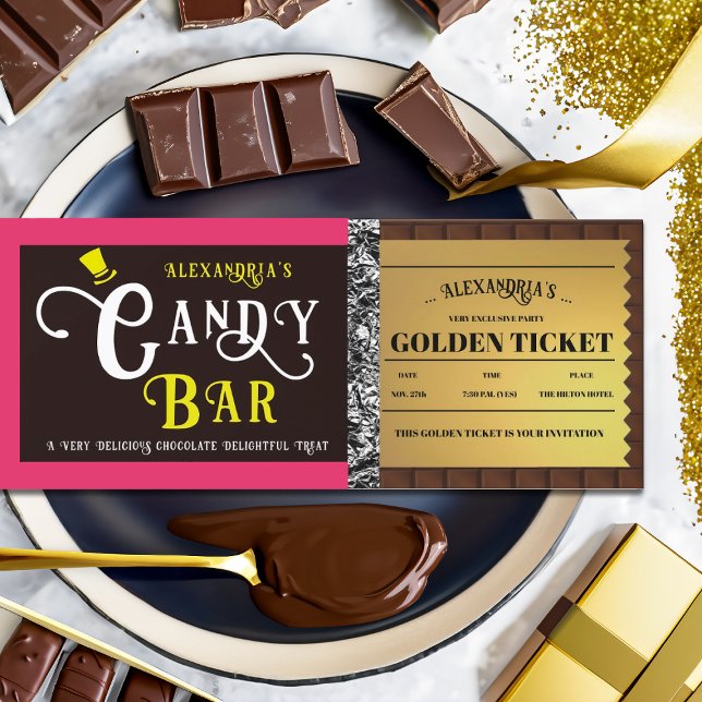 Personalised Candy Bar Golden Ticket Invitation (Creator Uploaded)