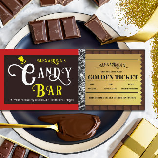 Personalised Candy Bar Golden Ticket Invitation