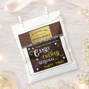 Personalised Candy Bar Golden Ticket Party Favour Bags
