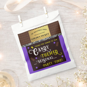 Personalised Candy Bar Golden Ticket Party Favour Bags