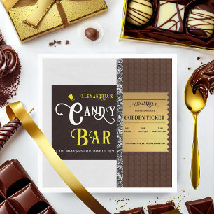 Personalised Candy Bar Golden Ticket Party Napkin