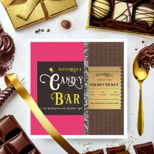 Personalised Candy Bar Golden Ticket Party Napkin