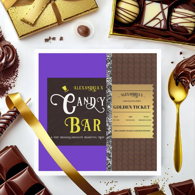 Personalised Candy Bar Golden Ticket Party Napkin (Creator Uploaded)
