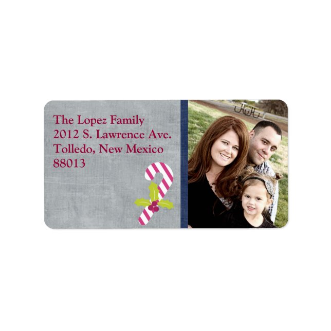 Personalised Candy C Photo Christmas Mailing Label (Front)