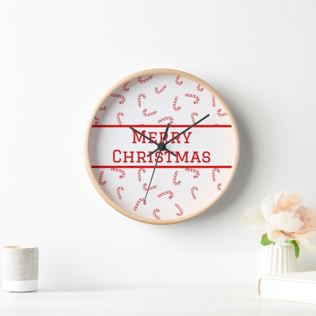Personalised Candy Cane Christmas  Clock (Home)