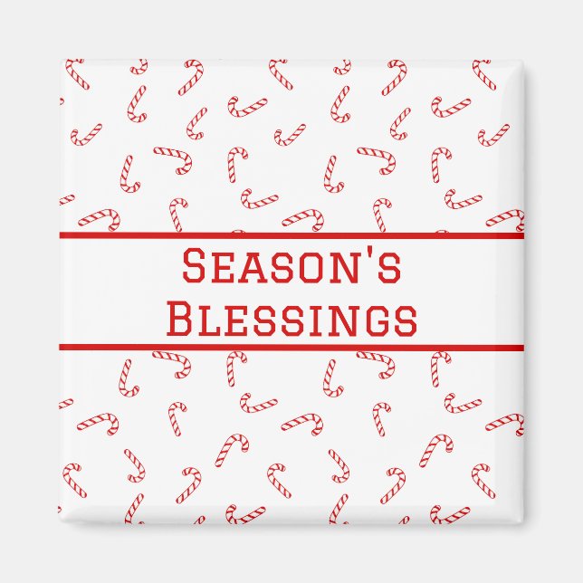 Personalised Candy Cane Christmas Magnet (Front)