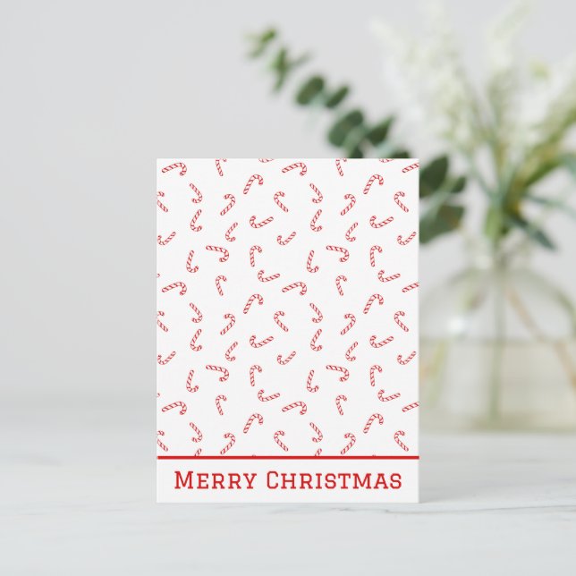 Personalised Candy Cane Christmas Postcard (Standing Front)