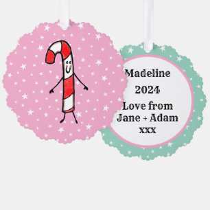 Personalised Candy Cane Christmas Tree Decoration Card