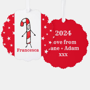 Personalised Candy Cane Christmas Tree Decoration Card