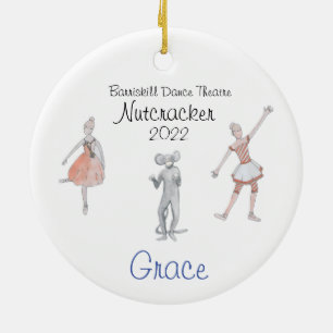 Personalised Candy Cane/Flower/Rat Nutcracker  Ceramic Tree Decoration