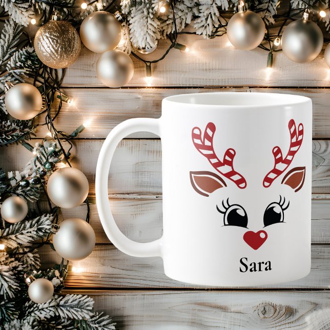 Personalised Candy Cane Reindeer Christmas Mug (Personalised Candy Cane Reindeer Christmas Mug
)
