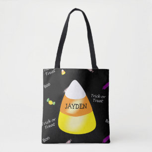 Personalised Candy Corn Halloween Trick or Treat Tote Bag
