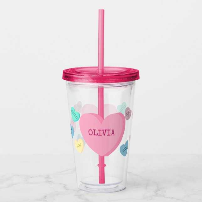 Personalised Candy Heart Tumbler (Front)