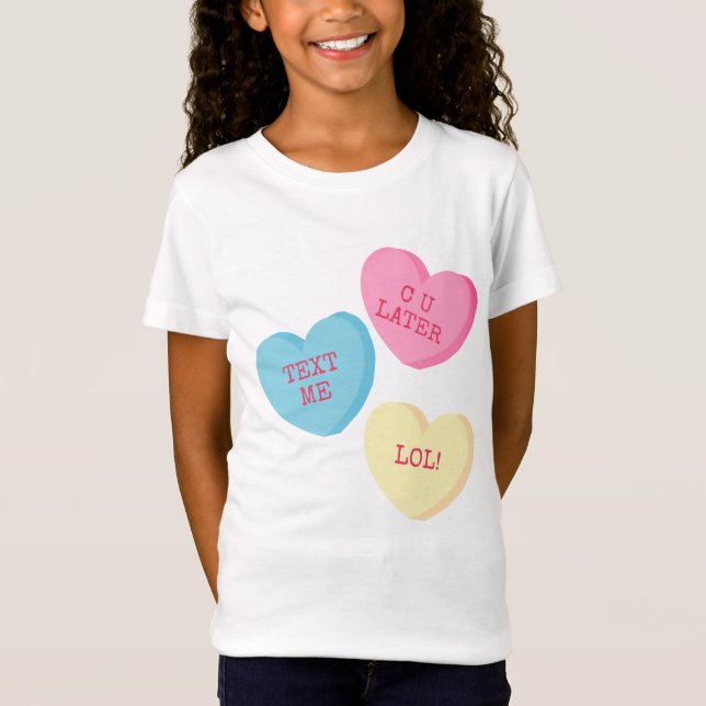 Personalised Candy Heart Valentines Day Shirt (Front)