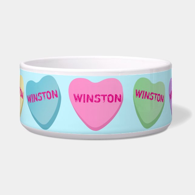 Personalised Candy Hearts on Light Blue  (Front)