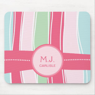 Personalised Candy Stripes Pattern for Girly Girls Mouse Pad