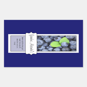 Personalised Canning Jar Label, Custom Blueberry Rectangular Sticker