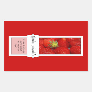 Personalised Canning Jar Label, Custom Strawberry Rectangular Sticker