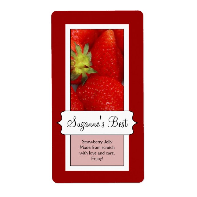 Personalised Canning Jar Label, Strawberry (Front)