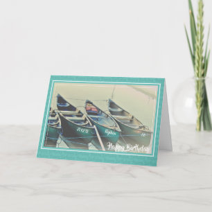 Personalised canoe birthday card any age