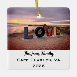 Personalised Cape Charles, Virginia Photo Xmas Ceramic Ornament