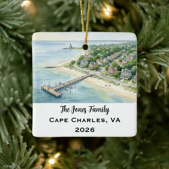 Personalised Cape Charles, Virginia Xmas Ceramic Ornament (Tree)