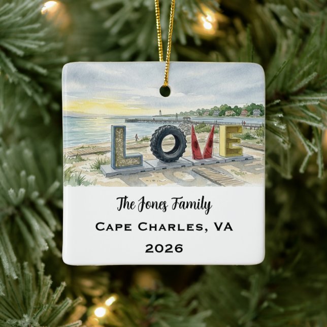 Personalised Cape Charles, Virginia Xmas Ceramic Ornament (Tree)