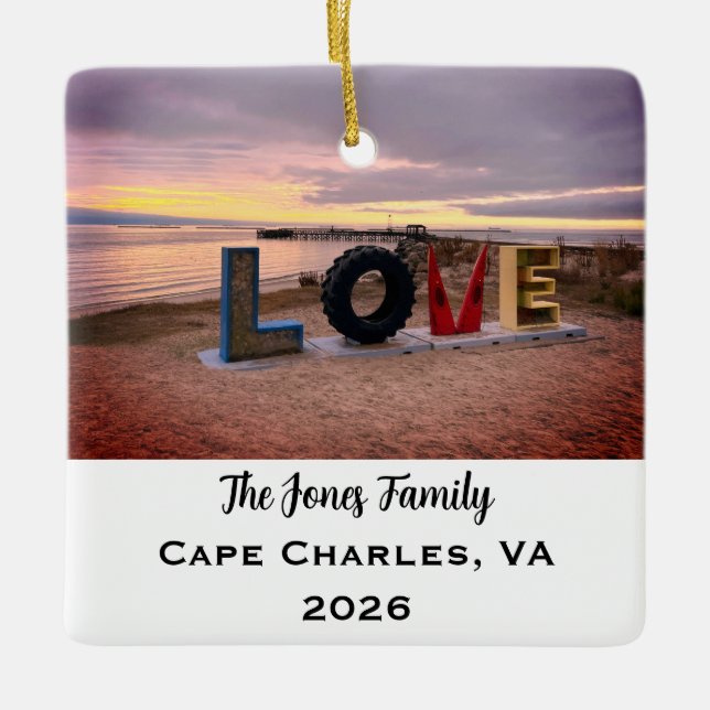 Personalised Cape Charles, Virginia Xmas Ceramic Ornament (Front)