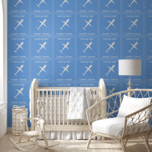 Personalised Captain Aeroplane Blue Fun Kids Room Wallpaper