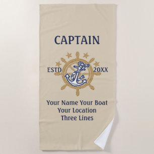 Personalised Captain First Mate Skipper Crew Beach Towel