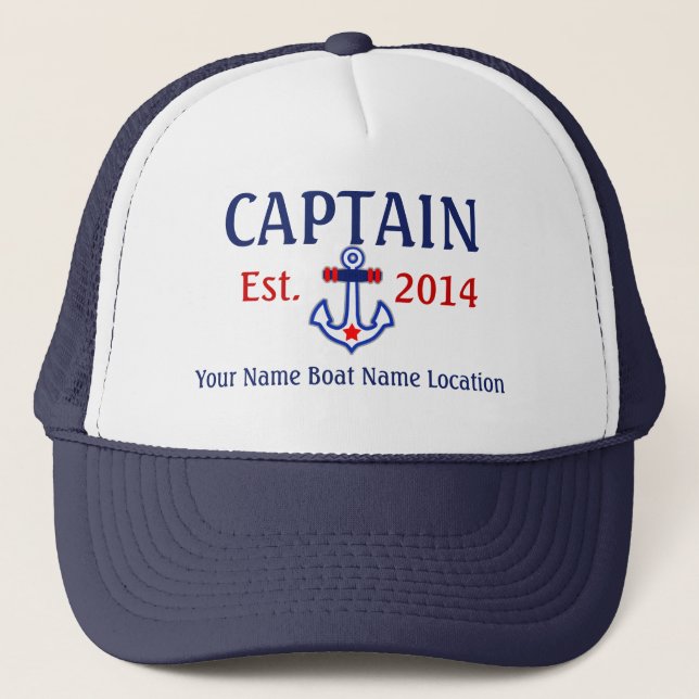 Personalised Captain Hat Year Name Location (Front)