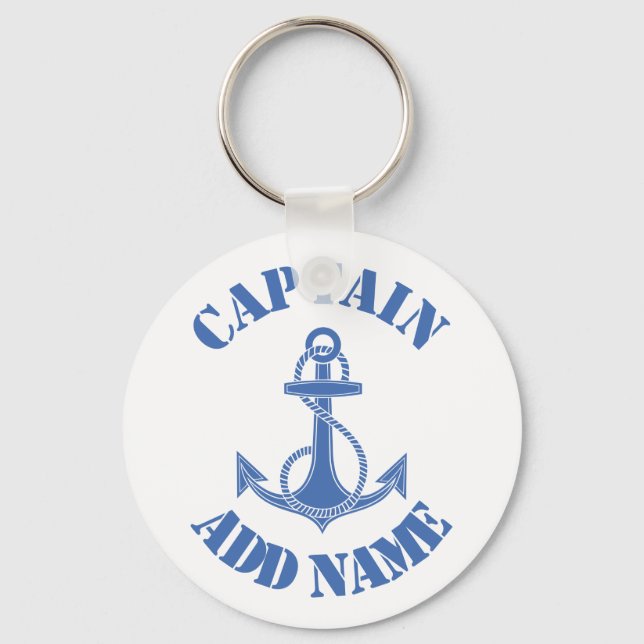 Personalised captain name anchor key ring (Front)