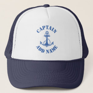 Personalised captain name anchor trucker hat