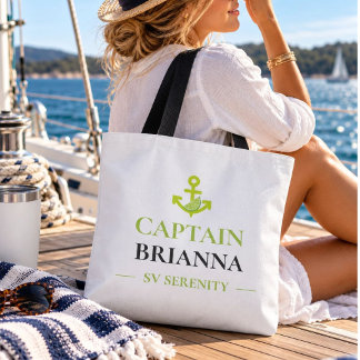 Personalised Captain Name & Boat Name Nautical Tote Bag