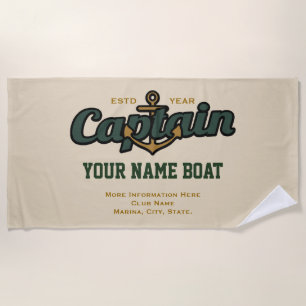 Personalised Captain Name Boat Year and More Beach Towel