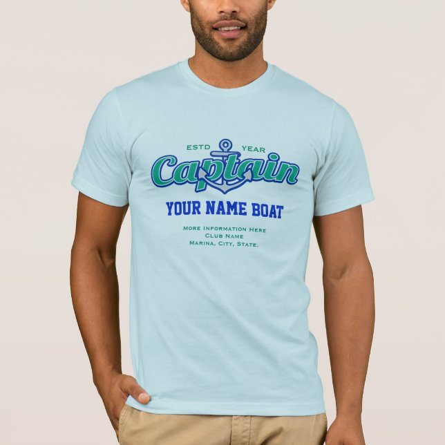 Personalised Captain Name Boat Year and More T-Shirt (Front)