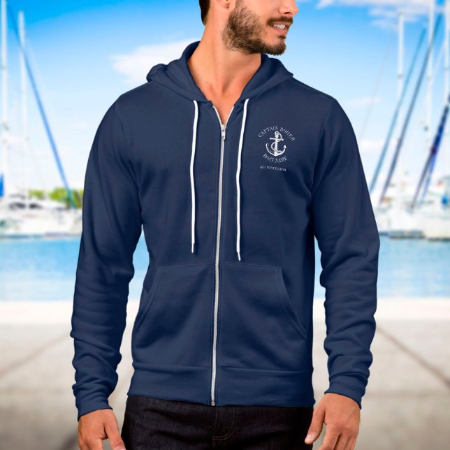 Personalised Captain Nautical Anchor Boat Name Hoodie (Creator Uploaded)