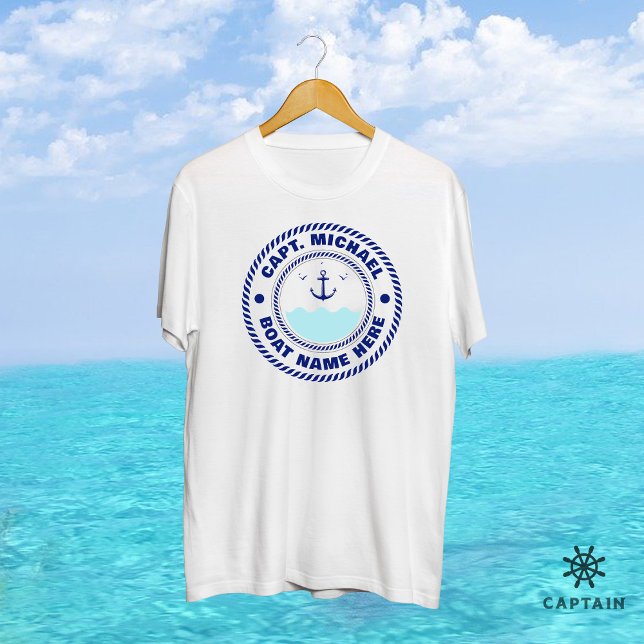 Personalised Captain Nautical Anchor Boat Name T-Shirt (Creator Uploaded)