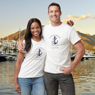 Personalised Captain Nautical Anchor Boat Name T-Shirt