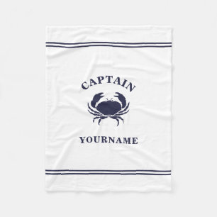 Personalised Captain Nautical Crab Fleece Blanket