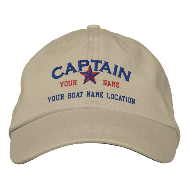 Personalised CAPTAIN Star Ball Cap Embroidery (Front)
