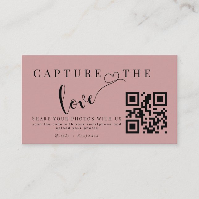 Personalised Capture The Love Wedding Qr Code Enclosure Card (Front)
