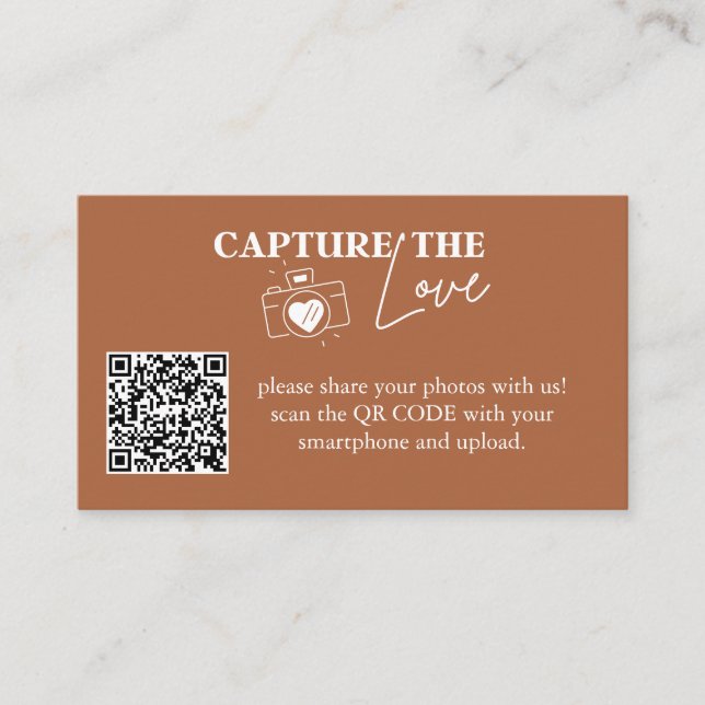 Personalised Capture The Love Wedding Qr Code Enclosure Card (Front)