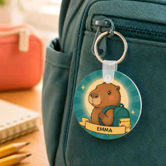 Personalised Capybara Backpack Charm Keychain