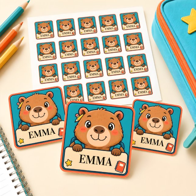 Personalised Capybara Kids School Name Stickers (Creator Uploaded)