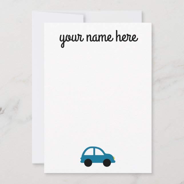 Personalised Car Stationery Notecards for Kids (Front)