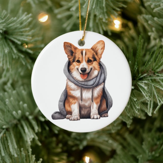Personalised Cardigan Welsh Corgi Dog Ceramic Tree Decoration (Tree)