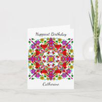 Personalised Cardinal and Flowers Mandala Birthday