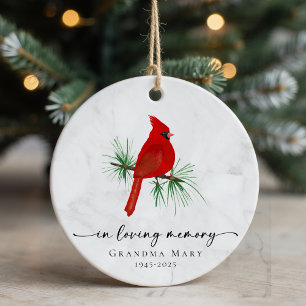 Personalised Cardinal In Loving Memory Keepsake Ceramic Tree Decoration